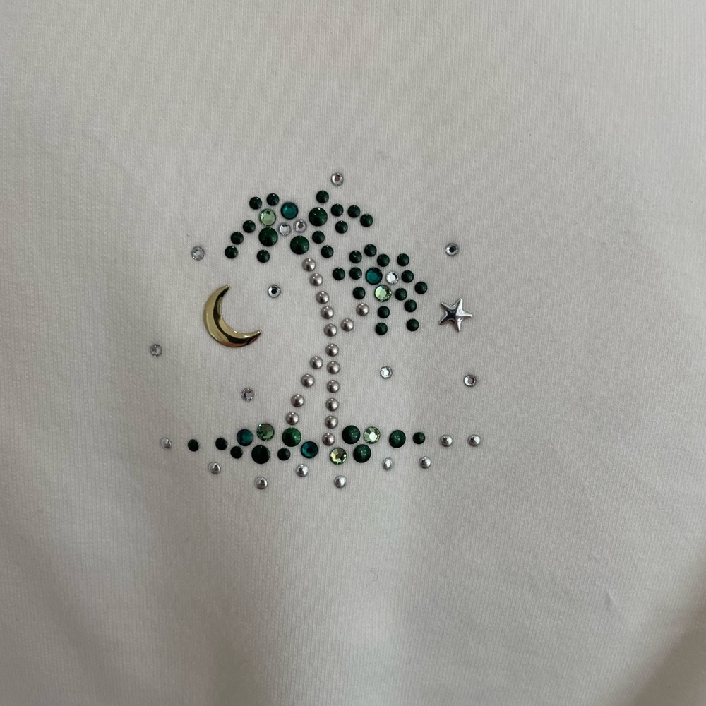 Vintage Christine Alexander White Zip Up Jacket with Swarovski Crystal Accents - Picture 12 of 13